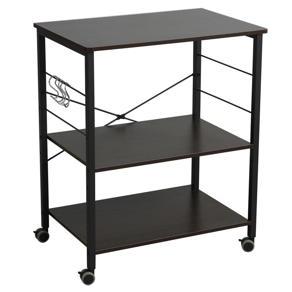 FUFU&GAGA Black 5-Tiers Standing Baker's Racks with Wood Table Utility  Storage Shelf Kitchen Organizer Rack LWJHJ0053-03 - The Home Depot