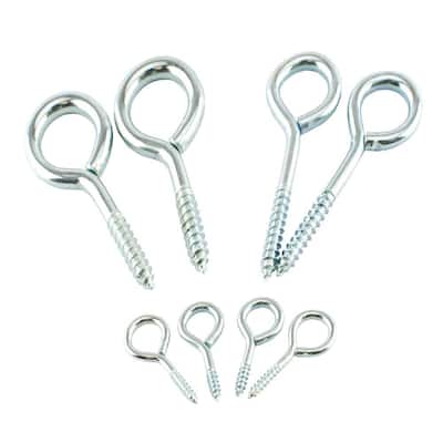 Assorted Size Zinc-Plated Screw Eye (8-Pack)