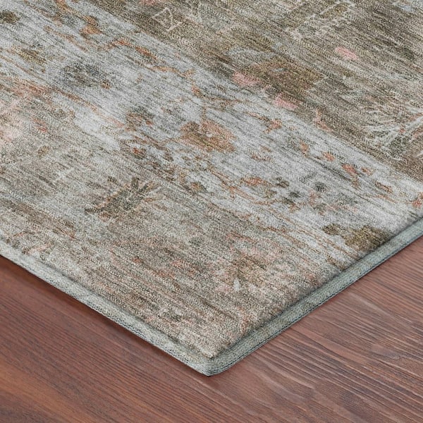 Mayfield Premium Machine Washable Abstract AMF2323 Brown 9 ft. x 12 ft. Area Rug