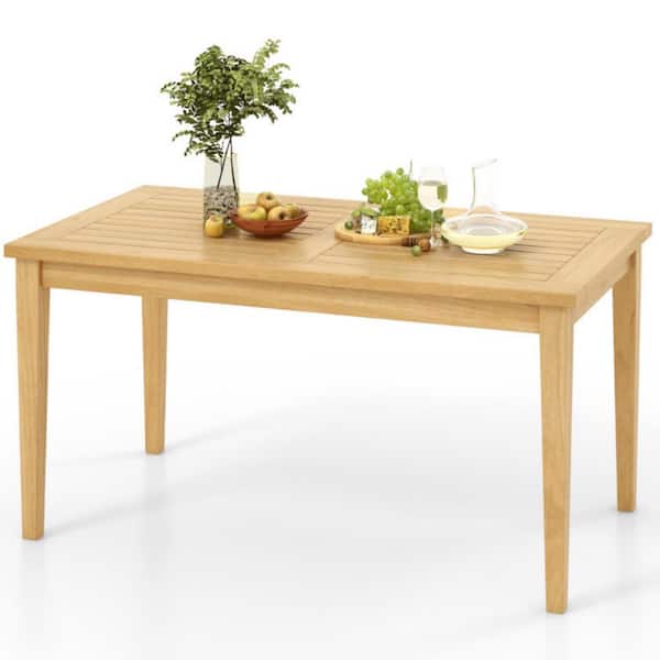 35.5 in. W Rectangle Teak Wood Outdoor Side Table Slatted Top End Table for Patio, Deck or Porch