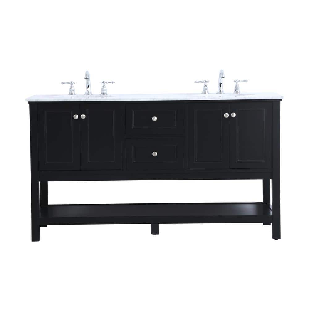 Simply Living 60 in. W x 22 in. D x 33.75 in. H Bath Vanity in Black with C