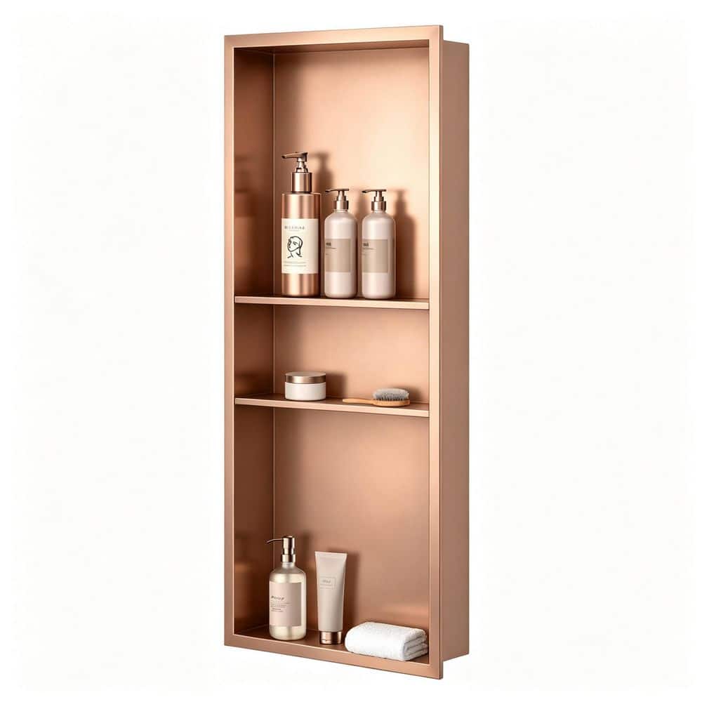 16 in. W x 40 in. H x 4 in. D Waterproof Recessed Shower Niche Space-Saving Storage Shelf in Oil Rubbed Bronze, No Tile