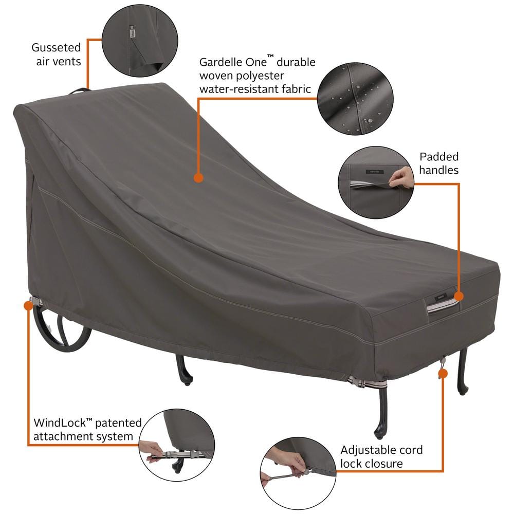 Ravenna 86 Inch Brown Polyester Patio Chaise Lounge Cover, 2 Pack