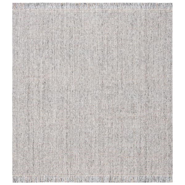 SAFAVIEH Natural Fiber Gray/Beige 4 ft. x 4 ft. Woven Thread Square Area Rug