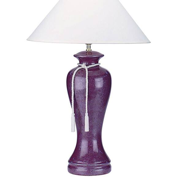 Basdien 35 in. Purple Table Lamp with Linen Shade and Rope Tassel