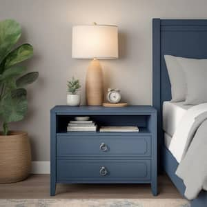 Her Majesty 2-Drawer Blue Nightstand