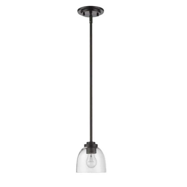 Coastal Curve 6" Mini Pendant with Clear Glass Bowl and Bronze Finish