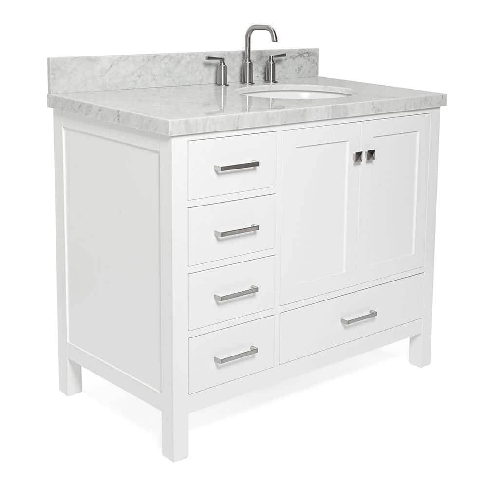 Cambridge 43" White Marble Top Single Basin Vanity