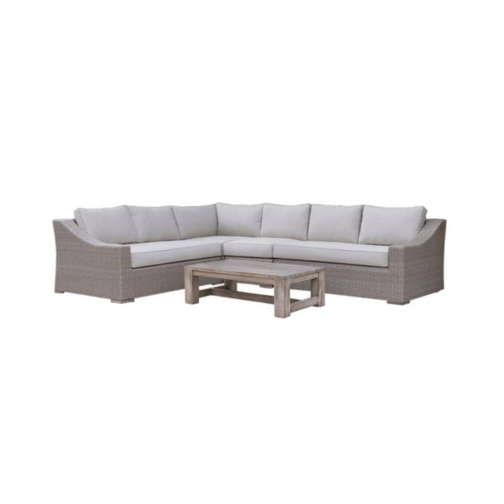 Renava Pacifica 5-Piece Wicker Patio Conversation Sectional Seating Set wit
