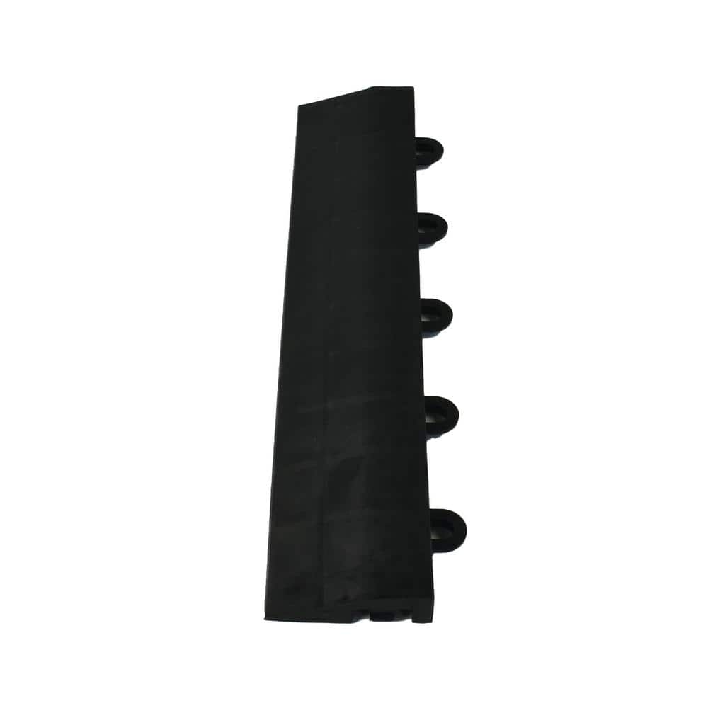 Greatmats Click Tile Black 2-3/8 in. x 12.14 in. x 5/8 in. Female Border Ramp with Loops (Case of 4)