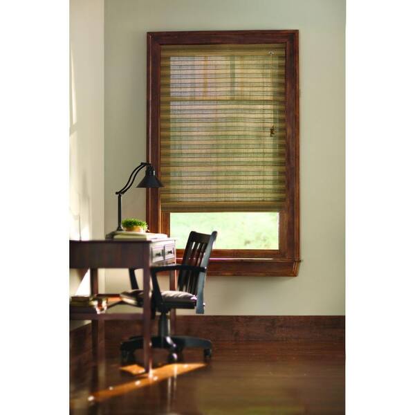 Home Decorators Collection Natural Moss Multi-Weave Bamboo Roman Shade - 23 in. W x 72 in. L (Actual Size 22.5 in. W x 72 in. L)