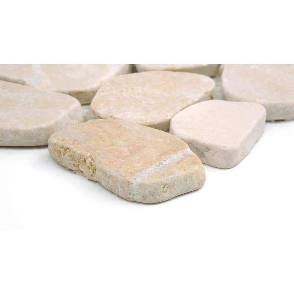 Beige Pebble Stone 12x12 Mosaic Tile with Wavy Edge