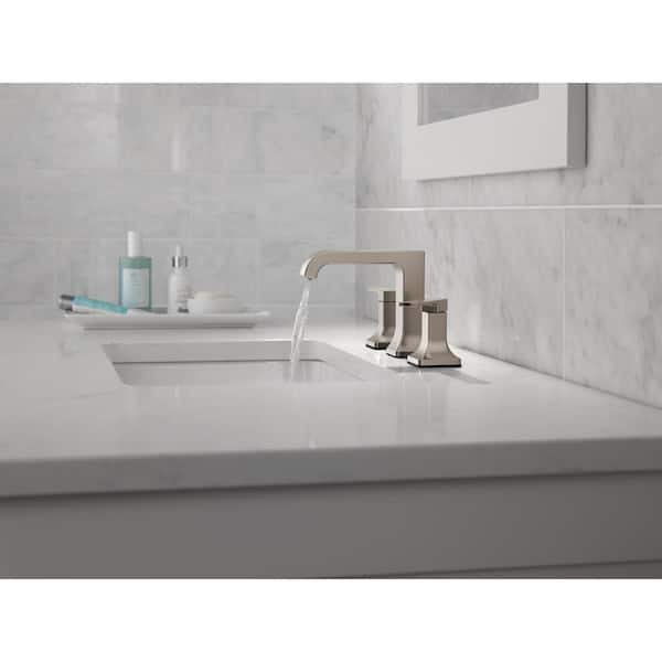Velum 8 in. Widespread Double Handle Bathroom Faucet with Drain Kit Included in Stainless