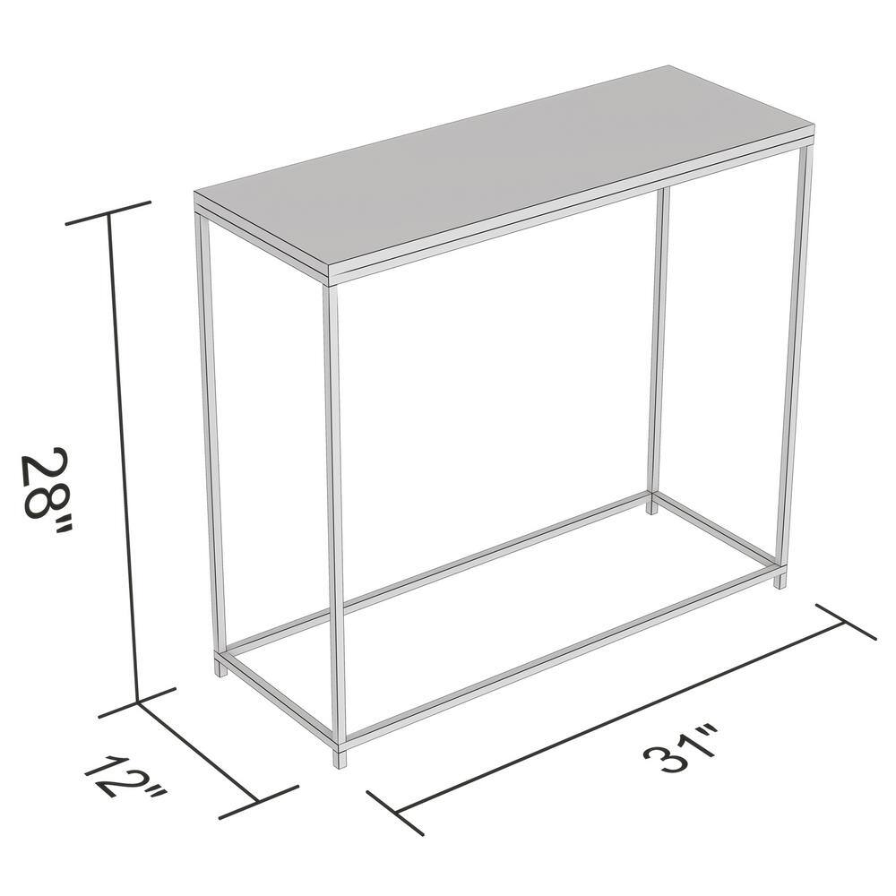 Modern White and Silver Metal Console Table with Storage