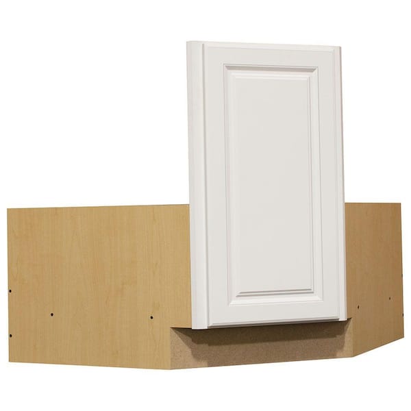 Hampton Bay Hampton 36 in. W x 24 in. D x 34.5 in. H Ready to Assemble Corner Sink Base Kitchen Cabinet in Satin White without Shelf