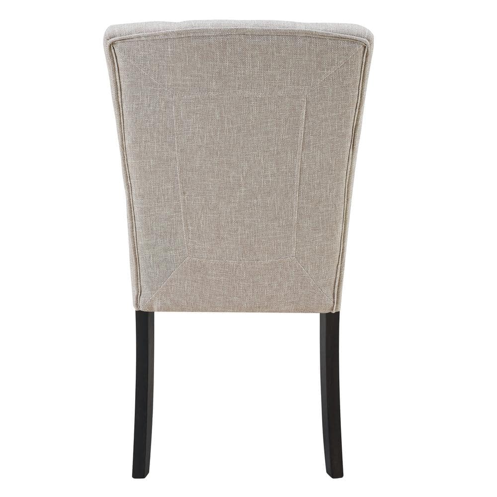 Beige Linen Upholstered Tufted Side Chair Set