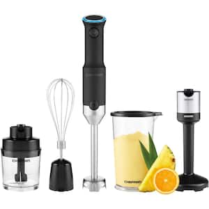 Cordless Variable Speed 5-in-1 Immersion Blender Set Ice Crushing, Masher, Whisk, Chopper, Stainless Steel, Rechargeable
