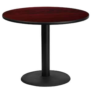 36 in. Round Mahogany Laminate Table Top with 24 in. Round Table Height Base