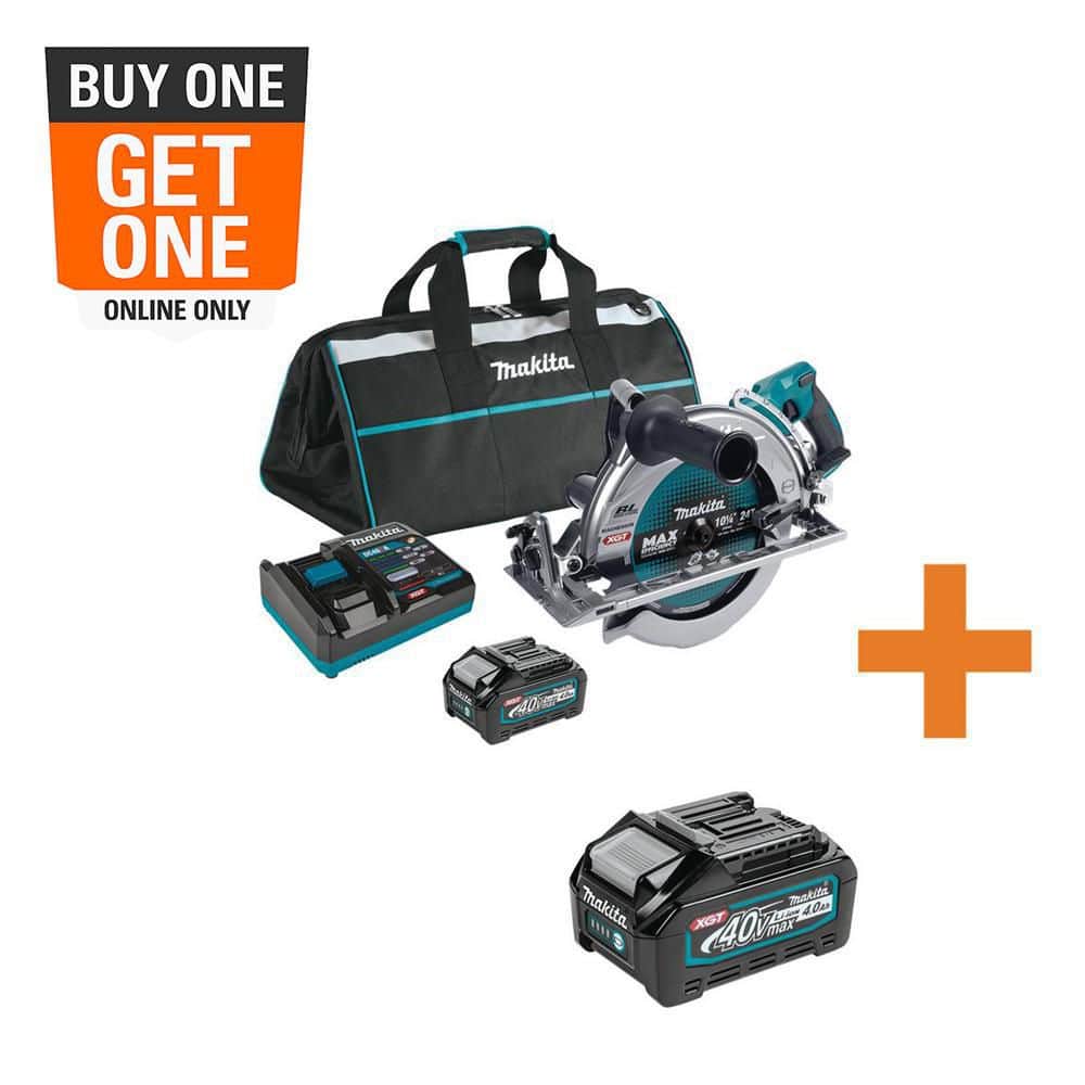 MAKITA 40V Max XGT Brushless Rear Handle 10-1/4 in. Circular Saw Kit, AWS Capable (4.0Ah) with 40V Max XGT 4.0Ah Battery (GSR02M1-BL4040)