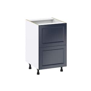Devon Painted Blue Shaker Assembled Base Kitchen Cabinet with 2 Drawers 21 in. W x 34.5 in. H x 24 in. D