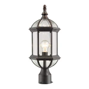 Annex 1-Light Rust Brown 19in Aluminum Hardwired Outdoor Weather Resistant Post Light Round Fitter with No Bulb Included