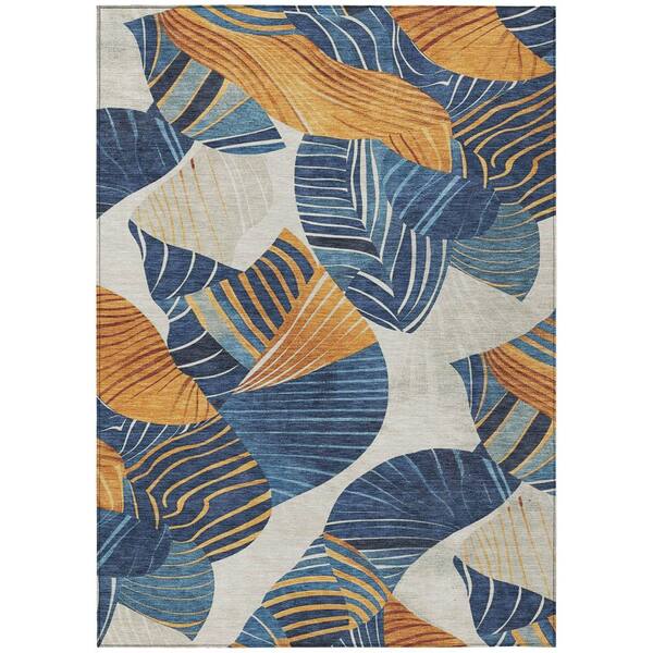Chantille Machine Washable Indoor/Outdoor Abstract ACN2220 Navy 9 ft. x 12 ft. Area Rug