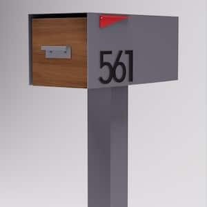 Malone Post Mounted Mailbox with Sublimated Wood Door