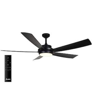 Pleasanton 60 in. Dimmable LED Indoor/Outdoor Matte Black Ceiling Fan with Remote, 6 Speeds, 5 Blades, Reversible Motor