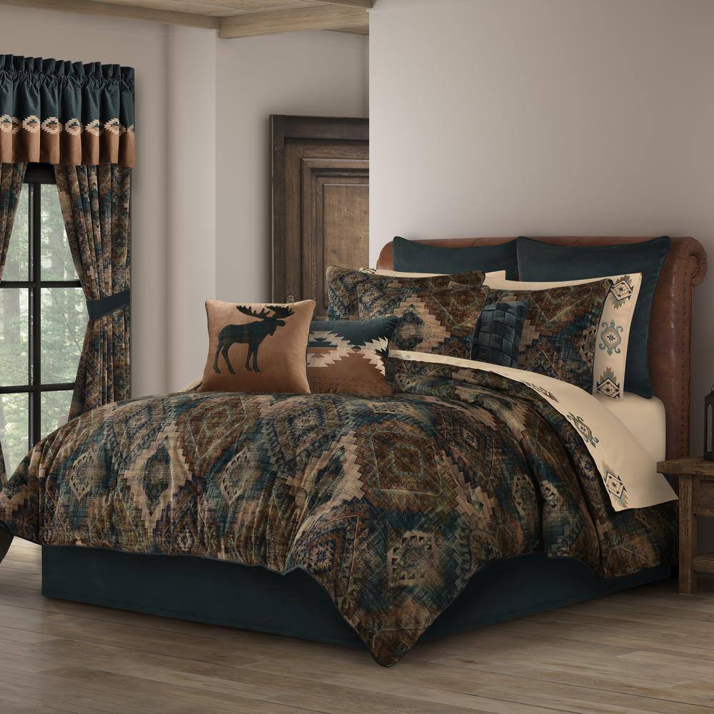 Benson Teal Polyester Basket Weave Square Throw Pillow