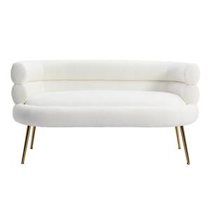 27.95 in. W Flared Arm Fabric Straight Sofa in White