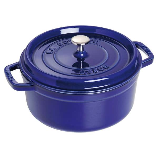 staub Cast Iron 4 qt. Round Cast Iron Dutch Oven in Dark Blue with Lid