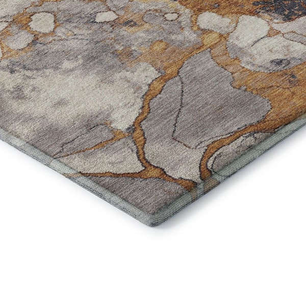 Mayfield Premium Machine Washable Abstract AMF1909 Gold 9 ft. x 12 ft. Area Rug