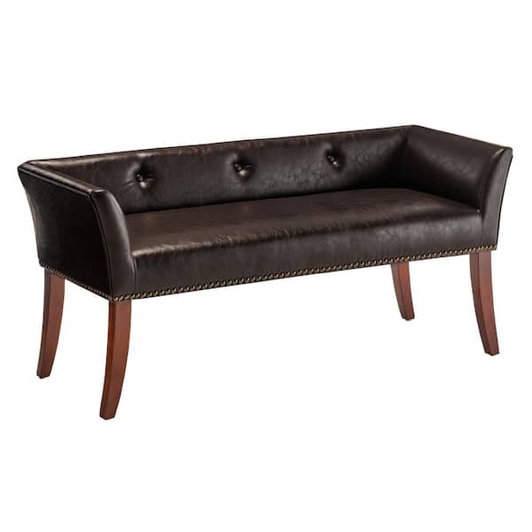 Convenience Concepts Designs4Comfort Gabriella Espresso Faux Leather/EspressoBench Ottoman 23 in. H X 19.5 in. W X 49.5 in. D