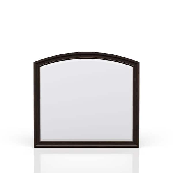 Cherry 40 in. W x 44 in. H Classic Arched Wood Framed Mirror