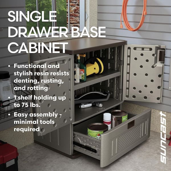 Suncast 30 in. W x 36 in. H x 20 in. D 1-Shelf 1-Drawer Plastic