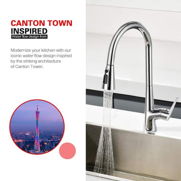 Hourglass Stream Touchless in Chrome 18.5 in Pull Down Sprayer Kitchen Faucet with 360 Degree Spout Swivel