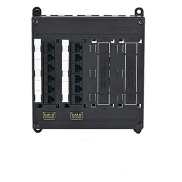 Leviton Structured Media Twist & Mount Patch Panel with 12 Cat 6 Ports - Black