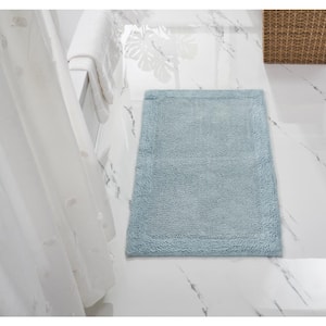 Edge Collection 24 in. x 40 in. Blue 100% Cotton Rectangle Bath Rug