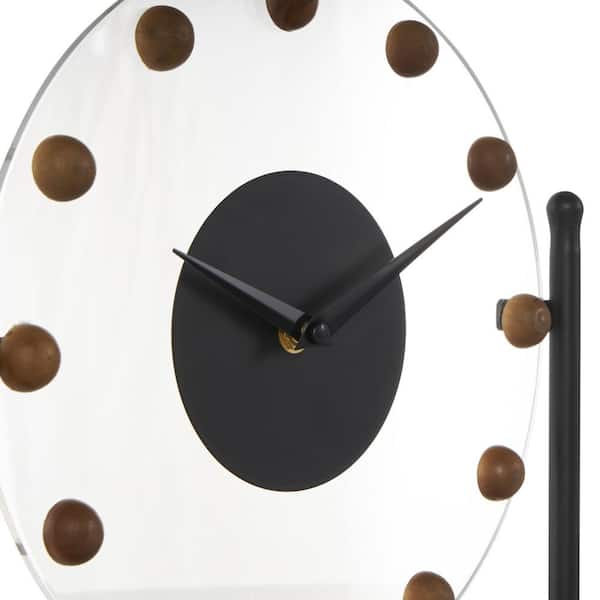 Litton Lane Black Metal Acrylic Face Clock with Wood Ball Accents