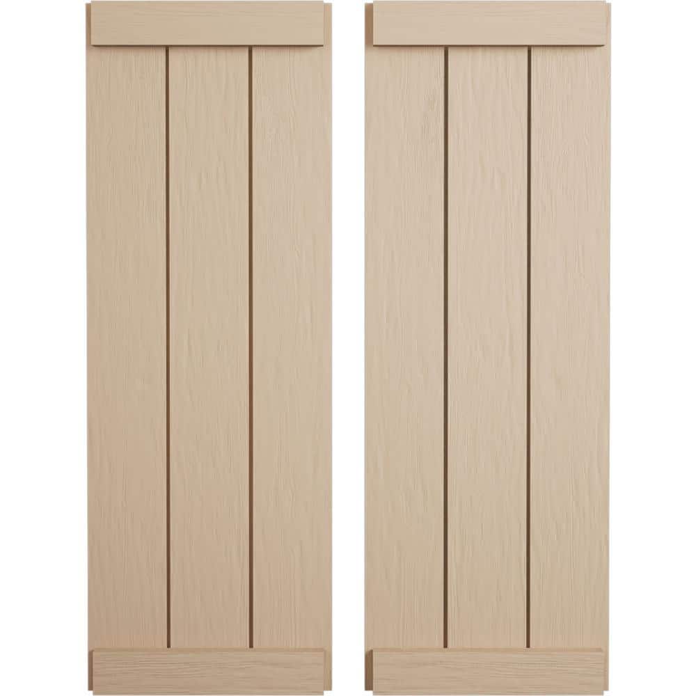 16.5 in. x 48 in. Timberthane Polyurethane 3-Board Joined Board-n-Batten Rough Sawn Faux Wood Shutters, End Batten Pair price history on PriceWatchPro