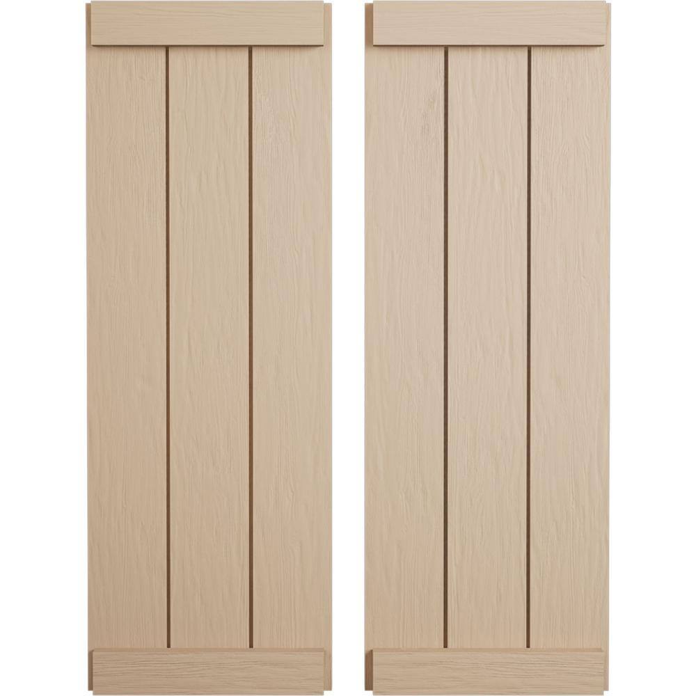 16.5 in. x 86 in. Timberthane Polyurethane 3-Board Joined Board-n-Batten Rough Sawn Faux Wood Shutters, End Batten Pair price history on PriceWatchPro