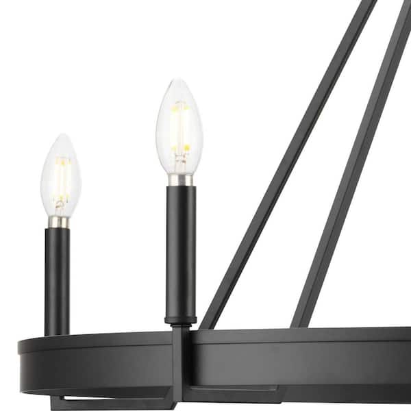 Progress Lighting Aleswith Collection 32 in. 5-Light Matte Black Rustic Modern Chandelier for Dining Room, Great Room and amp; Living Room