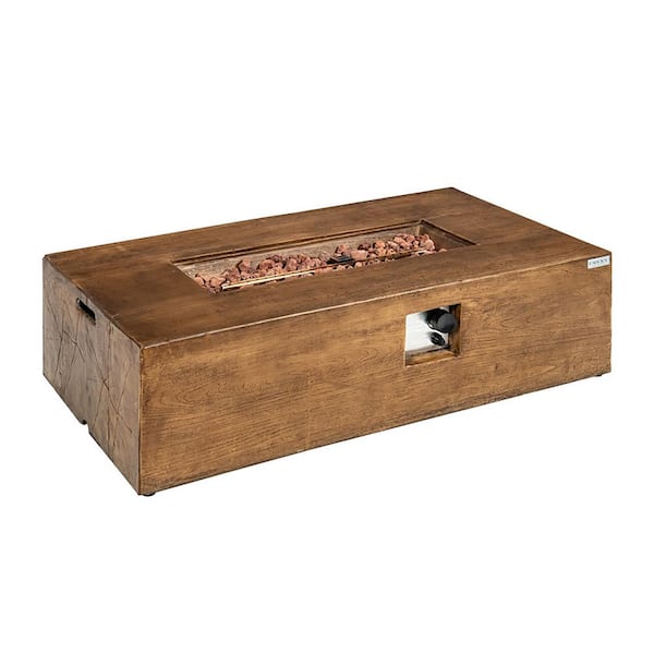 SUNRINX Brown Rectangular Stainless Steel Fire Pit Table