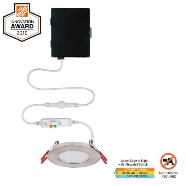 Commercial Electric Ultra Slim 3in. Selectable New Construction and Remodel Canless Recessed Integrated LED Kit for shallow ceiling