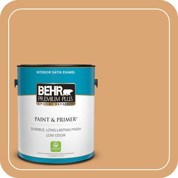 BEHR PREMIUM PLUS 1 gal. #BIC-14 Fresh Nectar Satin Enamel Low Odor Interior Paint & Primer