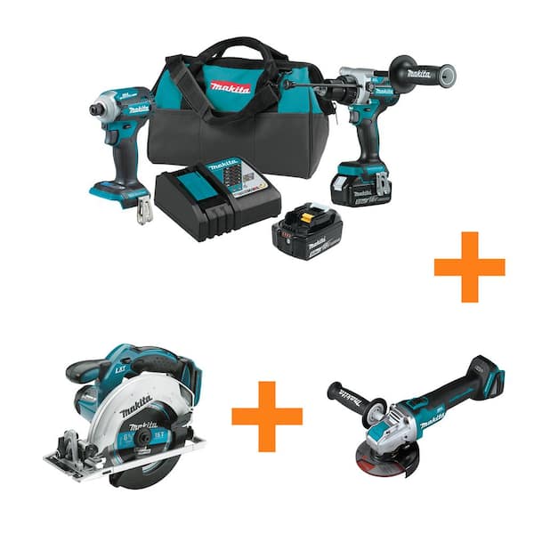 18V LXT Brushless 2-pc Combo Kit 5.0Ah with bonus 18V LXT 6-1/2 in Circ Saw and 18V LXT Brushless X-LOCK Angle Grinder
