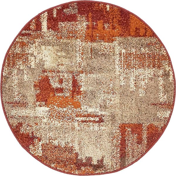 Unique Loom Autumn Cinnamon Multi 3' 3 x 3' 3 Round Rug