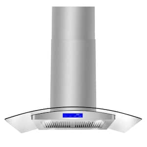 36 in. Ducted Island Range Hood in Stainless Steel with LED Lighting and Permanent Filters