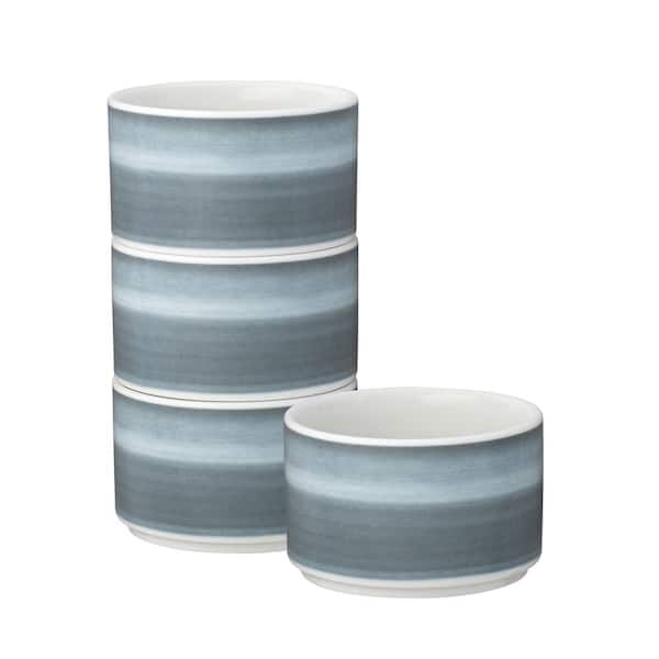 Noritake ColorStax Ombre Charcoal 3.75 in., 9 fl. oz. Gray Porcelain Mini Bowls (Sets of 4)