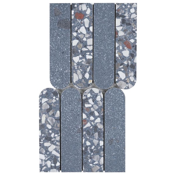 Ivy Hill Tile Bryant Fin Blue 3.93 in. x 0.39 in. Matte Porcelain Terrazzo Look Mosaic Floor and Wall Tile Sample